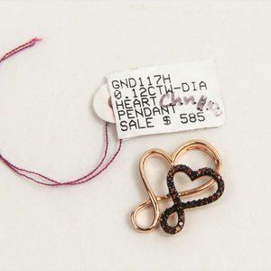 NWT 10KT ROSE GOLD & RED DIAMOND HEART PENDANT RETAIL $585